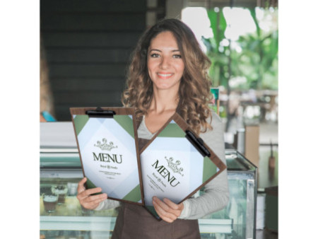 Securit Porte-menu à pince WALNUT, A4, en noyer