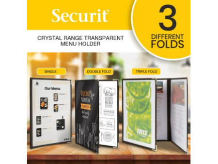 Securit Porte-menu CRYSTAL, A4, pour 4 feuilles