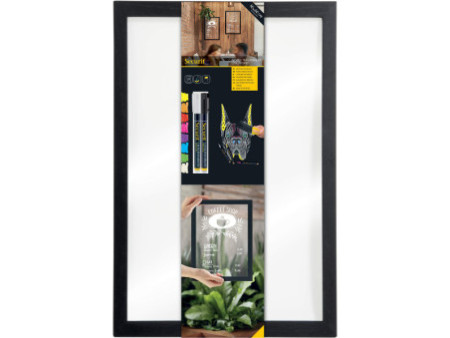 Securit Ardoise murale WOODY, en verre, cadre bois, noir