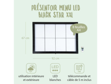Securit Vitrine d'affichage LED Black Star XXL, 8 pages A4