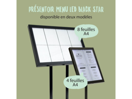 Securit Vitrine d'affichage LED Black Star XXL, 8 pages A4