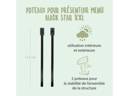 Securit Poteau, pour vitrine d'affichage Black Star XXL,noir