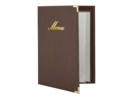 Securit Protège-menus CLASSIC, A5, aspect cuir, brun