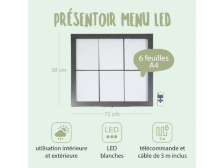 Securit Vitrine d'affichage LED COATED STEEL, 6 x A4