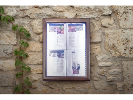 Securit Vitrine d'affichage LED CLASSIC, 6 x A4, brun foncé
