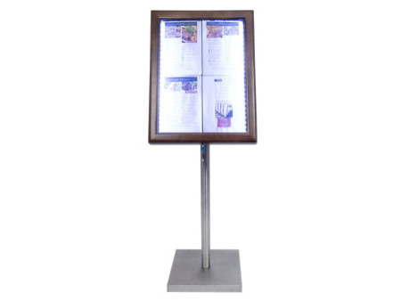 Securit Vitrine d'affichage LED CLASSIC, 6 x A4, brun foncé