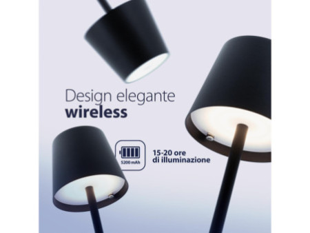 Securit Lampe de table à LED sans fil FELINE, noir