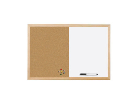 Bi-Office Tableau mixte, cadre en bois, (L)400 x (H)300 mm