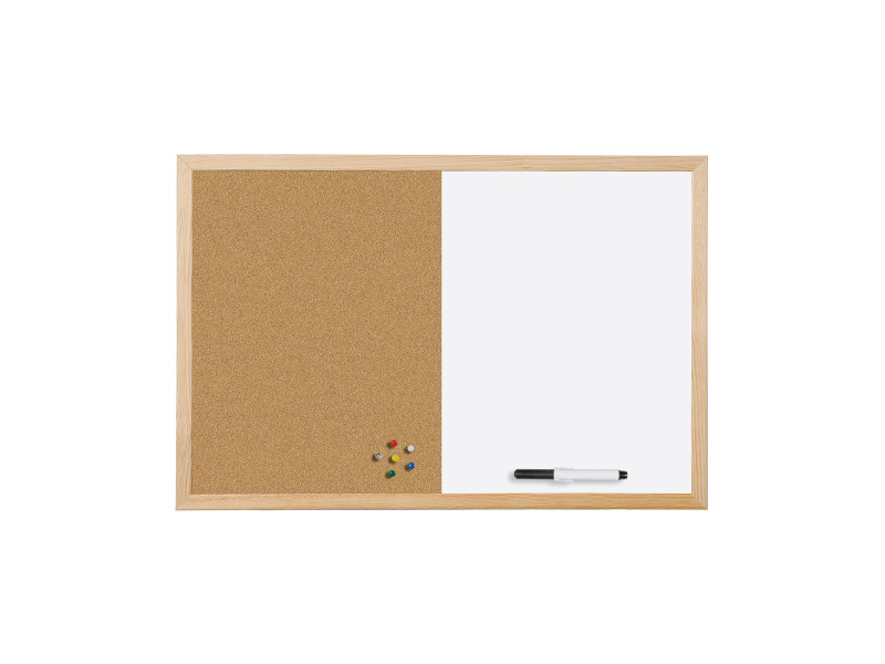 Bi-Office Tableau mixte, cadre en bois, (L)400 x (H)300 mm