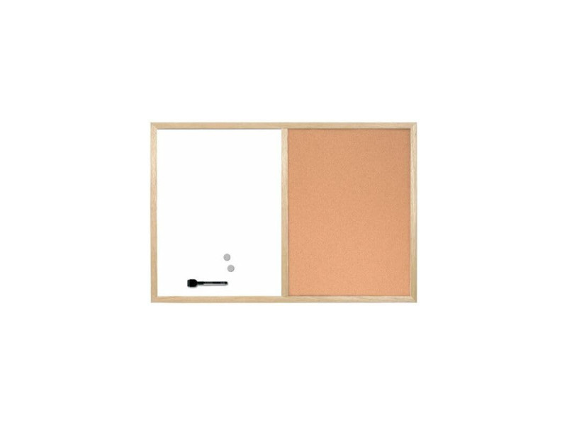 Bi-Office Tableau mixte, cadre en bois, (L)600 x (H)400 mm
