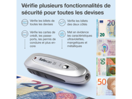 Safescan Détecteur de faux billets 'Safescan 35',gris argent