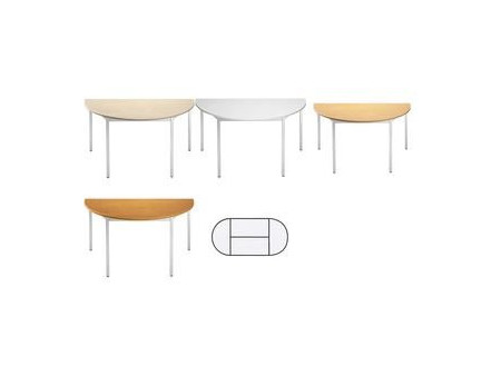 SODEMATUB Table de réunion 120DREA, demi-rond, érable/alu