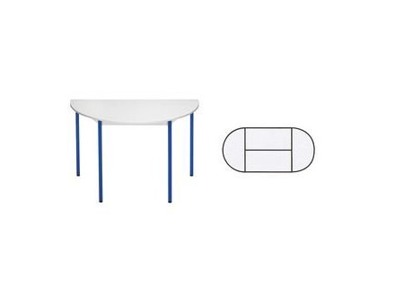 SODEMATUB Table de réunion120DRGBL,demi-rond,gris clair/bleu