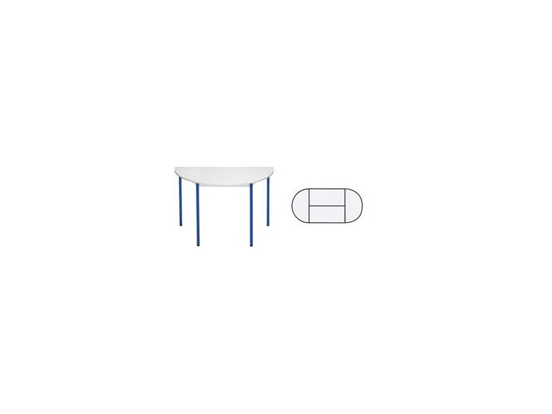 SODEMATUB Table de réunion120DRGBL,demi-rond,gris clair/bleu