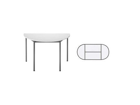 SODEMATUB Table de réunion 120DRGG, demi-ronde, gris / gris
