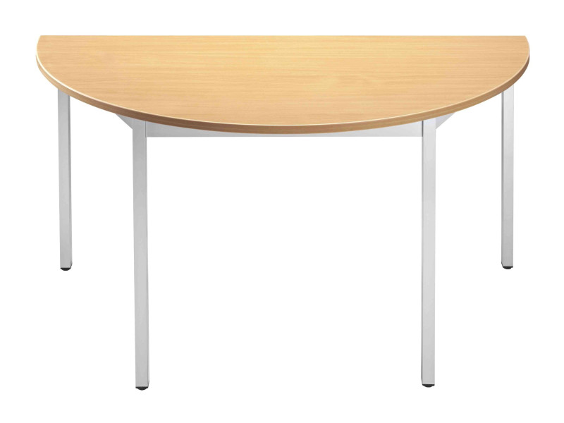 SODEMATUB Table de réunion 120DRHA, demi-rond, hêtre/alu