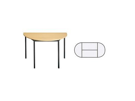 SODEMATUB Table de réunion 120DRHN, demi-ronde, hêtre/noir