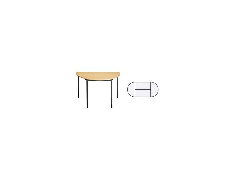 SODEMATUB Table de réunion 120DRHN, demi-ronde, hêtre/noir