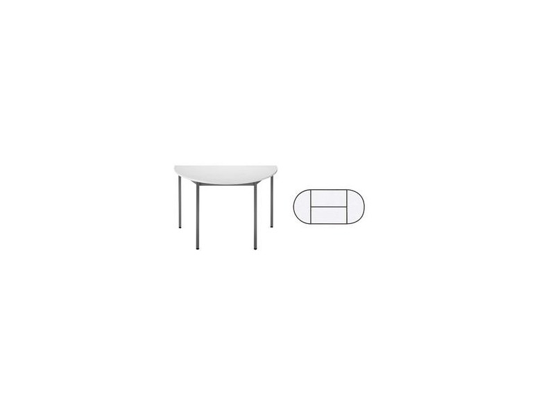 SODEMATUB Table de réunion 147DRGG, demi-rond, gris / gris