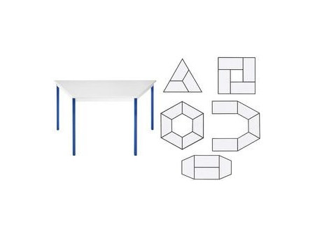 SODEMATUB Table de réunion 126TGBL, trapézoidale, gris/bleu