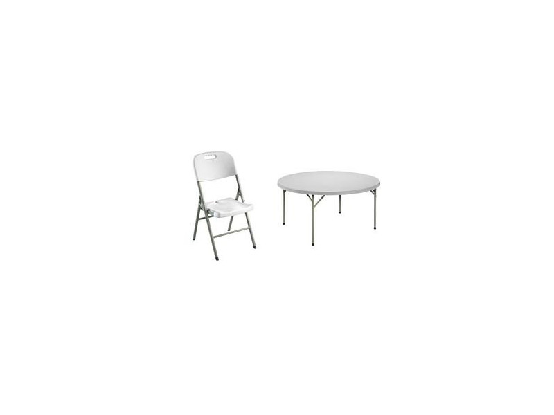 SODEMATUB Table pliante ROND-152 en plastique, gris clair