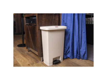 Rubbermaid Collecteur à pédale Slim Jim, 68 litres, beige