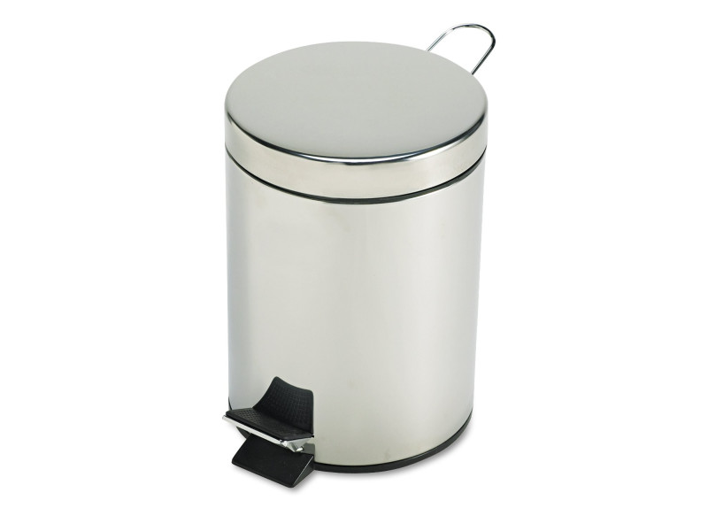 Rubbermaid Poubelle à pédale, ronde, 5,6 litres, argent