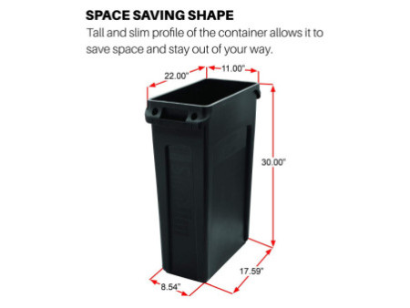 Rubbermaid Collecteur de déchets Slim Jim, 87 litres, gris