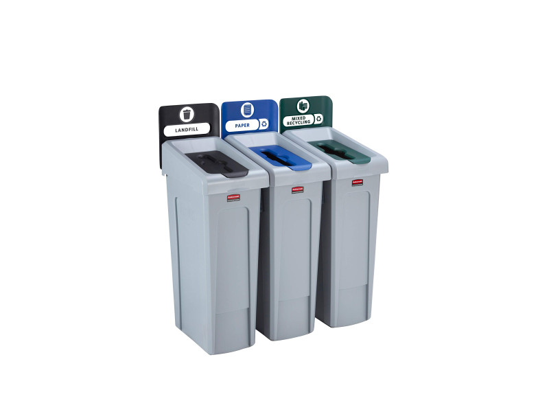 Rubbermaid Station de recyclage Slim Jim, kit de 3 flux