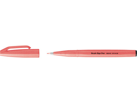 PentelArts Stylo feutre Brush Sign Pen SES15, rouge fluo