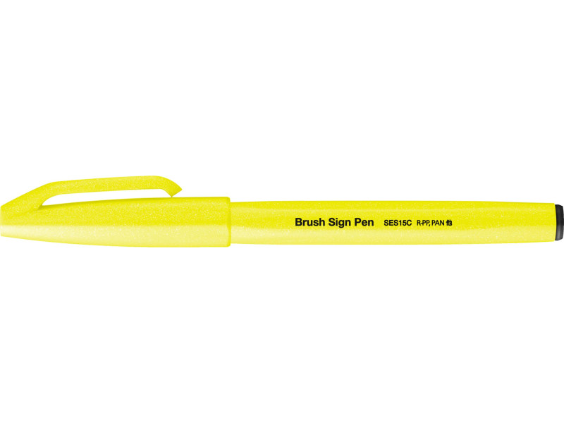 PentelArts Stylo feutre Brush Sign Pen SES15, jaune fluo