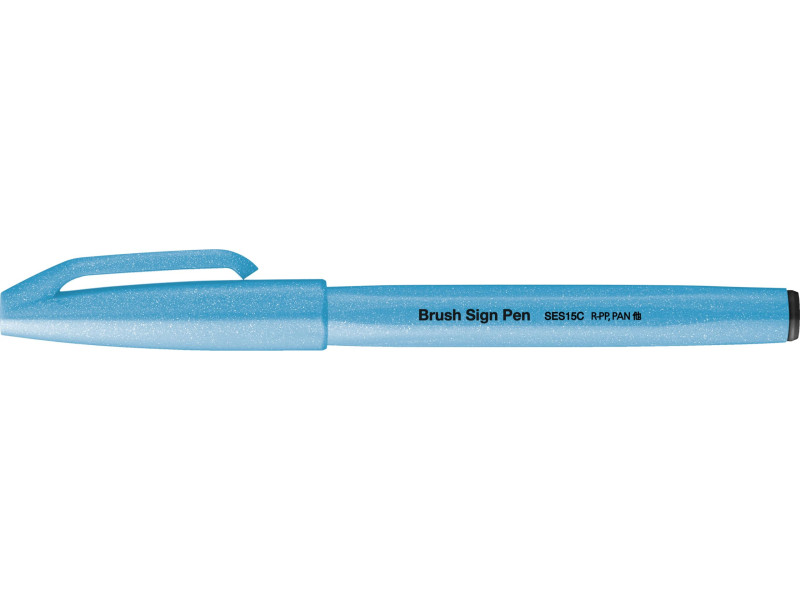 PentelArts Stylo feutre Brush Sign Pen SES15, bleu fluo