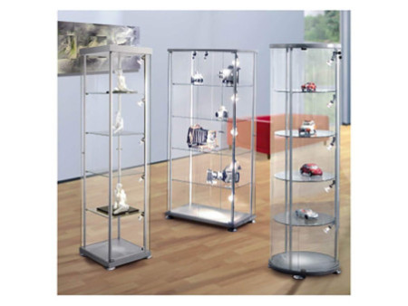 kerkmann Vitrine carrée expoline, 4 étagères en verre, gris