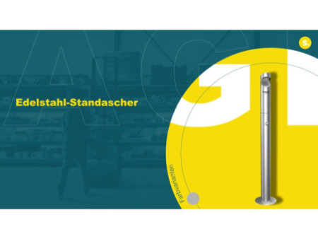 kerkmann Cendrier extérieur sur socle Pio, acier inoxydable
