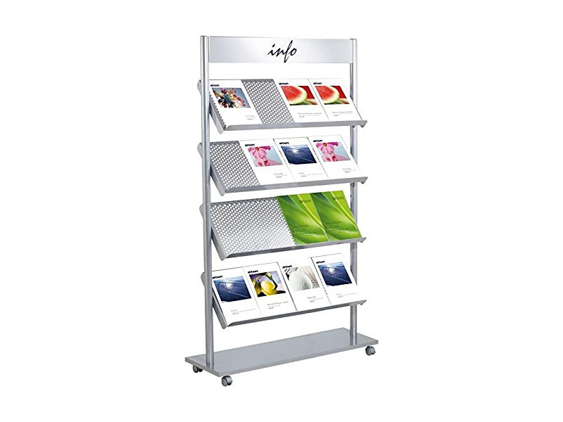 kerkmann Etagère à prospectus Rico, 12 x A4, gris argent