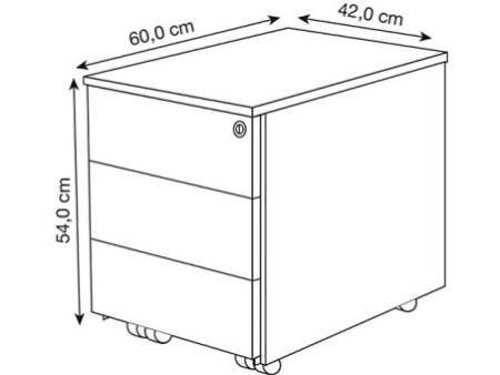 kerkmann Caisson mobile, 3 tiroirs, (P)600 mm, blanc