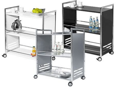 kerkmann Chariot de service, en acier, 3 étages, gris/chrome