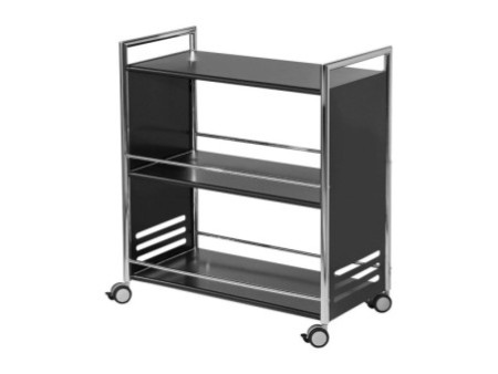 kerkmann Chariot de service, en acier, 3 étages, noir/chrome