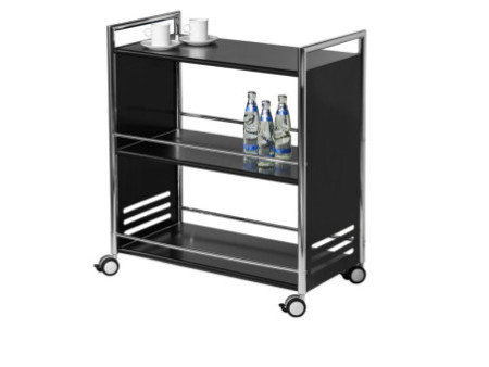 kerkmann Chariot de service, en acier, 3 étages, noir/chrome
