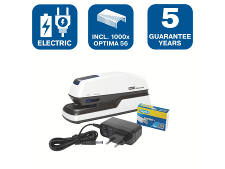 Rapid Agrafeuse électrique Optima GripE, blanc/gris/bleu
