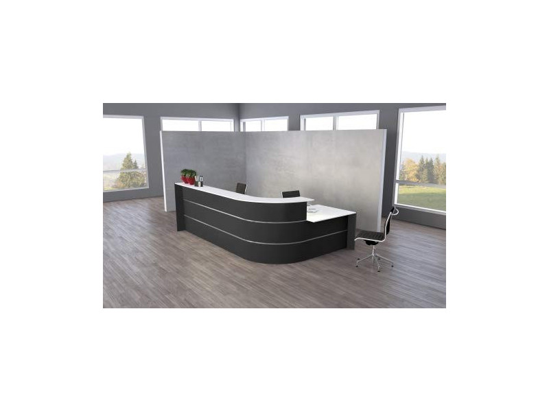 kerkmann Grand comptoir en L BARI, espace conseil anthracite