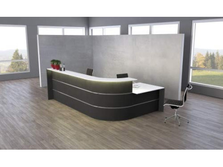 kerkmann Grand comptoir en L BARI, espace conseil anthracite