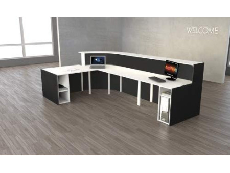kerkmann Grand comptoir en L BARI, espace conseil anthracite