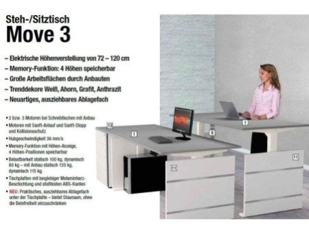 kerkmann Poste de travail complet Move 3, blanc/érable