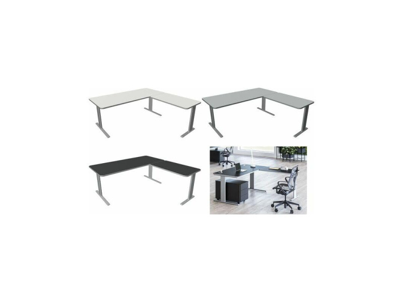 kerkmann Bureau UNIC avec extension, (L)2.000 mm, blanc