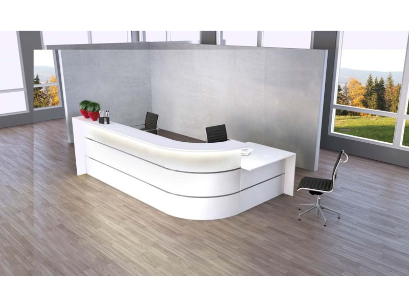 kerkmann Grand comptoir en L BARI, espace conseil, blanc