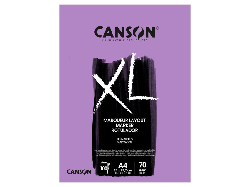 CANSON Bloc croquis et études 'XL MARKER', 70 g/m2, A4