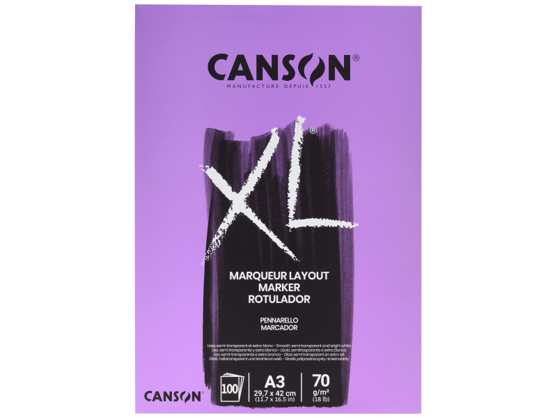 CANSON Bloc croquis et études 'XL MARKER', A3, 70 g/m2