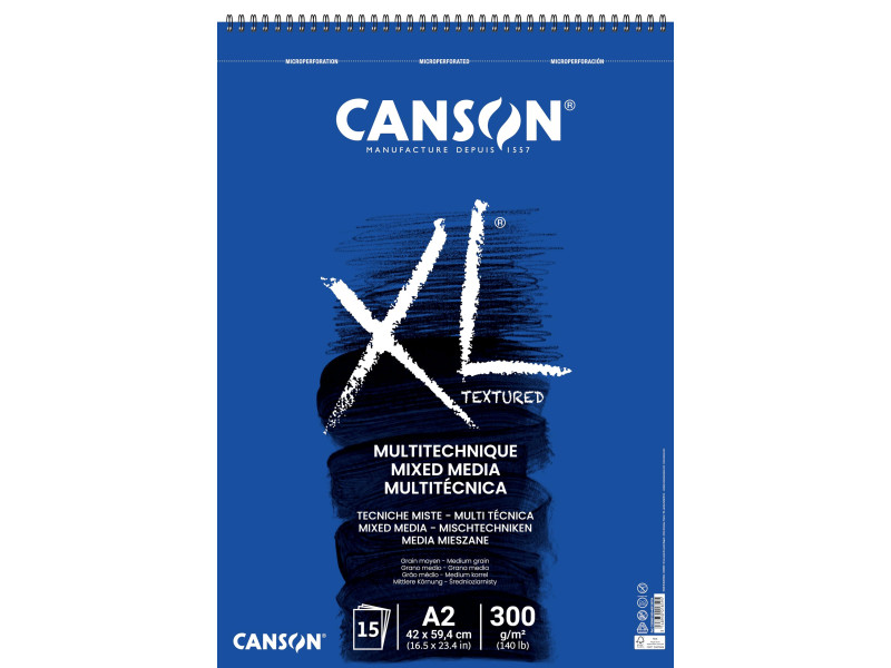 CANSON Bloc de dessin XL MIXED MEDIA Textured, A2
