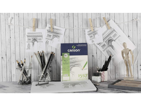 CANSON Bloc papier dessin '1557', A3, 180 g/m2, 30 feuilles